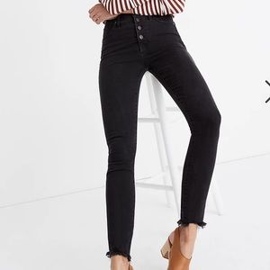 Madewell High-Rise Skinny Jeans in Berkeley Black: Button-Through Edition